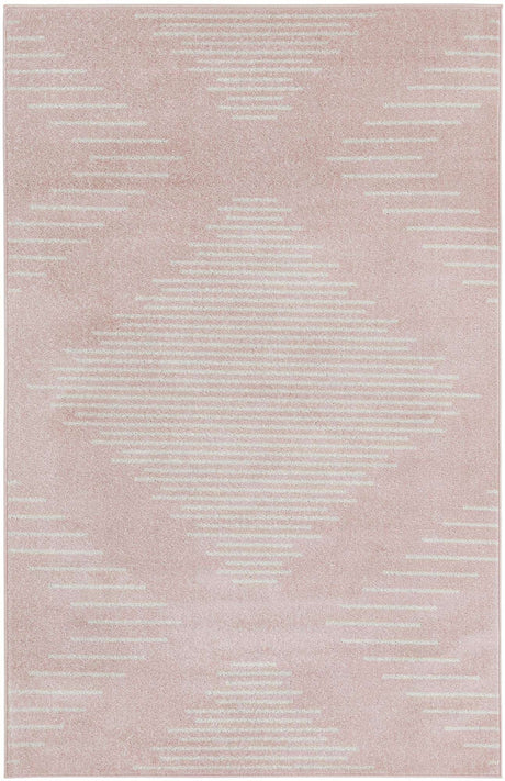 Pink 5' 3 x 8' Kai Rectangle Area Rug Easy Clean 100% Polypropylene With Cotton Backing Modern Geometric Carpet for Living, Dining, Office, Bedroom for Sale at Rug Engine