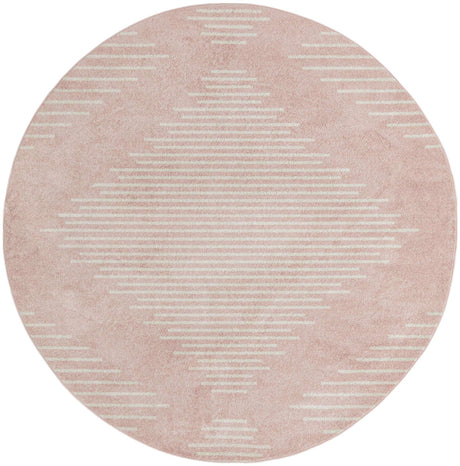 Pink 10' x 10' Kai Round Area Rug Easy Clean 100% Polypropylene With Cotton Backing Modern Geometric Carpet for Living, Dining, Office, Bedroom for Sale at Rug Engine