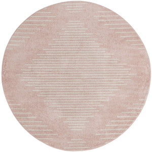 Pink 7' 10 x 7' 10 Kai Round Area Rug Easy Clean 100% Polypropylene With Cotton Backing Modern Geometric Carpet for Living, Dining, Office, Bedroom for Sale at Rug Engine