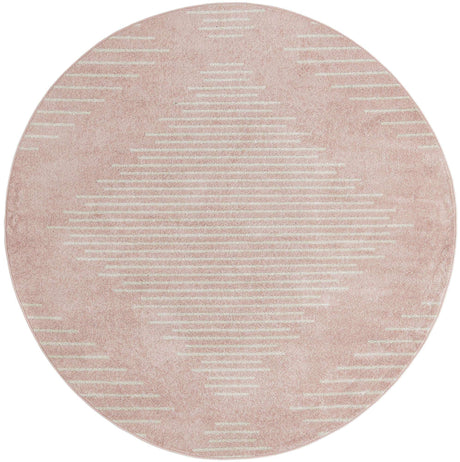 Pink 7' 10 x 7' 10 Kai Round Area Rug Easy Clean 100% Polypropylene With Cotton Backing Modern Geometric Carpet for Living, Dining, Office, Bedroom for Sale at Rug Engine
