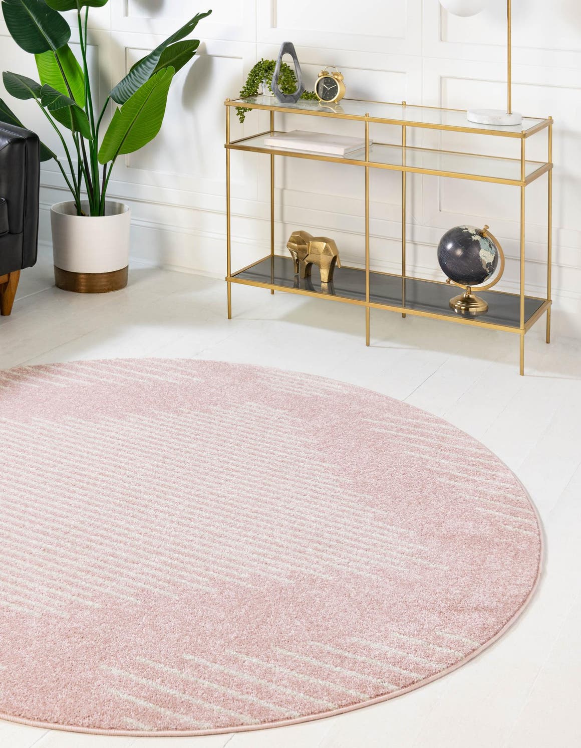 Pink 7' 10 x 7' 10 Kai Round Area Rug Easy Clean 100% Polypropylene With Cotton Backing Modern Geometric Carpet for Living, Dining, Office, Bedroom for Sale at Rug Engine