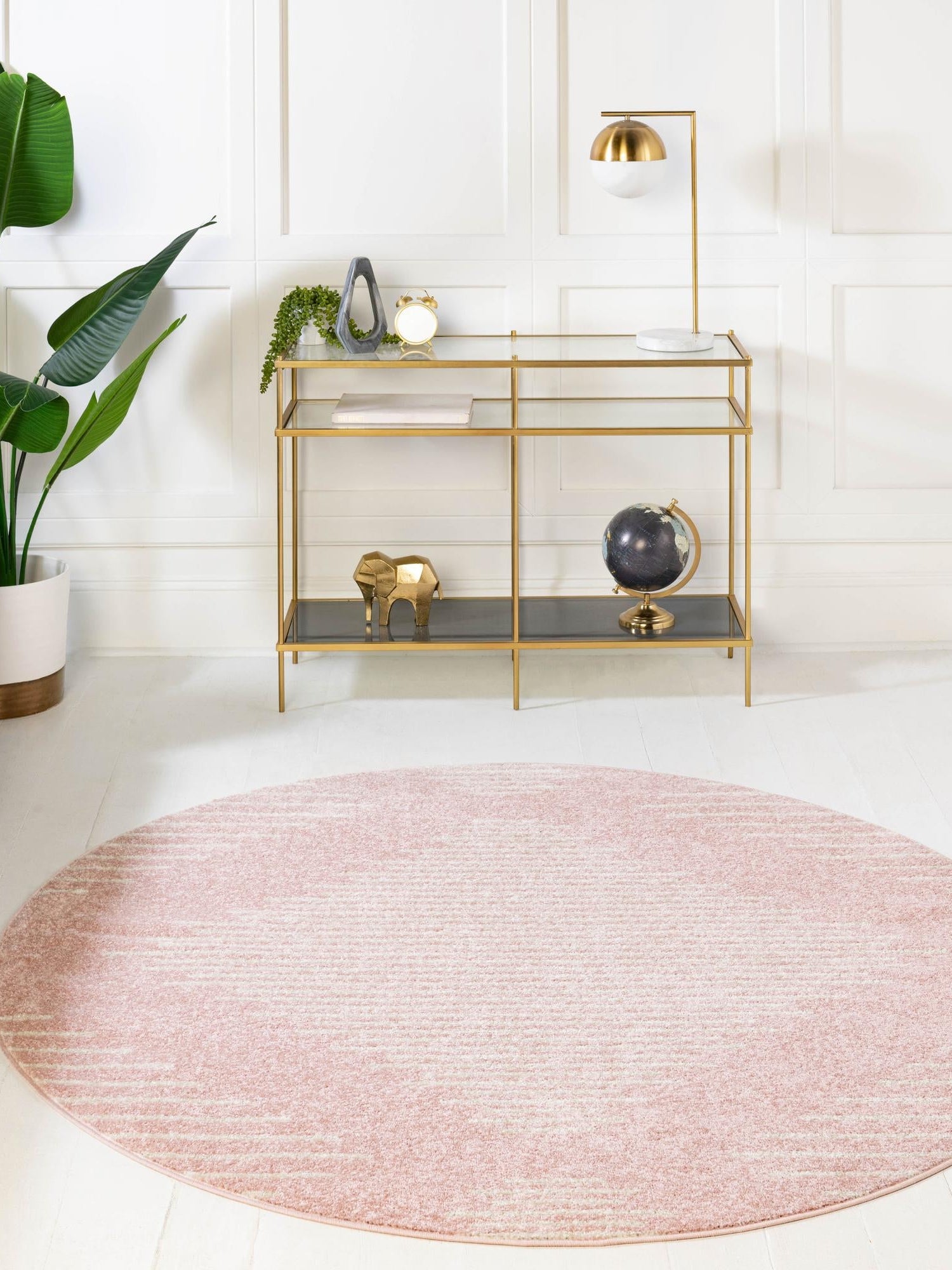 Pink 7' 10 x 7' 10 Kai Round Area Rug Easy Clean 100% Polypropylene With Cotton Backing Modern Geometric Carpet for Living, Dining, Office, Bedroom for Sale at Rug Engine