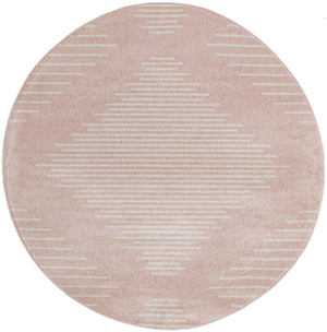 Pink 6' 1 x 6' 1 Kai Round Area Rug Easy Clean 100% Polypropylene With Cotton Backing Modern Geometric Carpet for Living, Dining, Office, Bedroom for Sale at Rug Engine