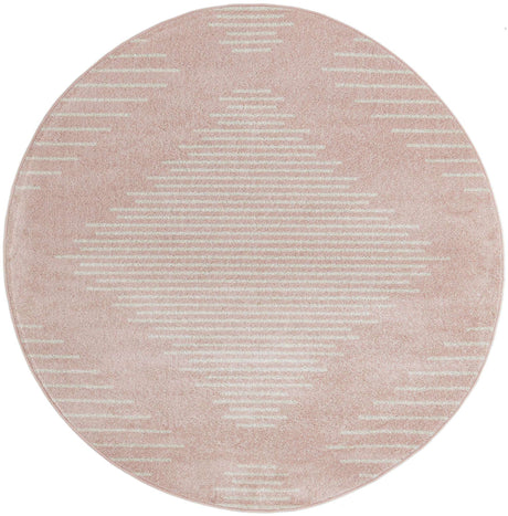 Pink 6' 1 x 6' 1 Kai Round Area Rug Easy Clean 100% Polypropylene With Cotton Backing Modern Geometric Carpet for Living, Dining, Office, Bedroom for Sale at Rug Engine