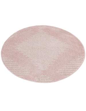 Pink 4' 1 x 4' 1 Kai Round Area Rug Easy Clean 100% Polypropylene With Cotton Backing Modern Geometric Carpet for Living, Dining, Office, Bedroom for Sale at Rug Engine