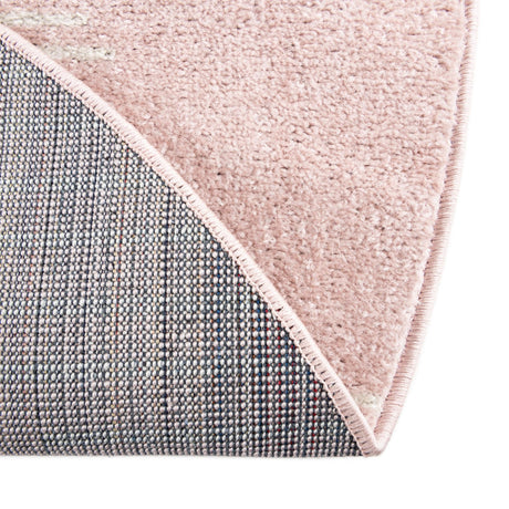 Pink 4' 1 x 4' 1 Kai Round Area Rug Easy Clean 100% Polypropylene With Cotton Backing Modern Geometric Carpet for Living, Dining, Office, Bedroom for Sale at Rug Engine