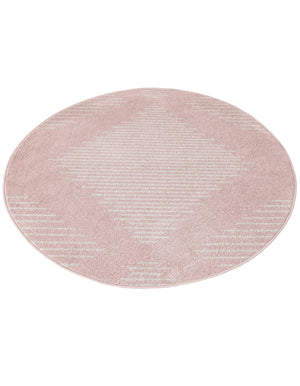 Pink 4' 1 x 4' 1 Kai Round Area Rug Easy Clean 100% Polypropylene With Cotton Backing Modern Geometric Carpet for Living, Dining, Office, Bedroom for Sale at Rug Engine