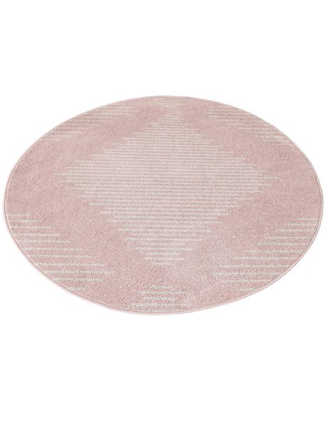 Pink 4' 1 x 4' 1 Kai Round Area Rug Easy Clean 100% Polypropylene With Cotton Backing Modern Geometric Carpet for Living, Dining, Office, Bedroom for Sale at Rug Engine