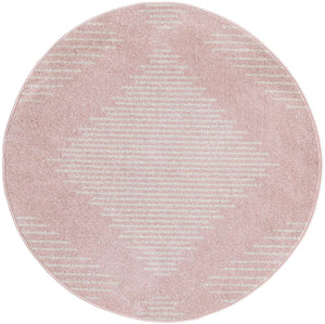 Pink 4' 1 x 4' 1 Kai Round Area Rug Easy Clean 100% Polypropylene With Cotton Backing Modern Geometric Carpet for Living, Dining, Office, Bedroom for Sale at Rug Engine