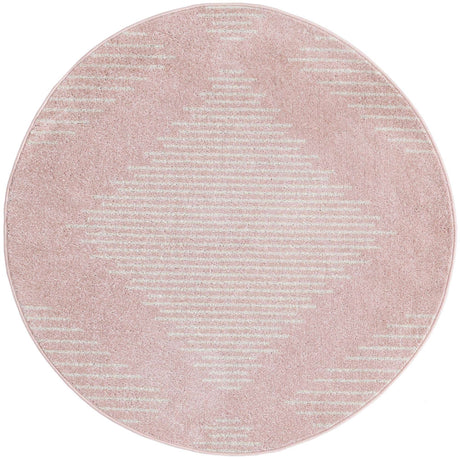 Pink 4' 1 x 4' 1 Kai Round Area Rug Easy Clean 100% Polypropylene With Cotton Backing Modern Geometric Carpet for Living, Dining, Office, Bedroom for Sale at Rug Engine