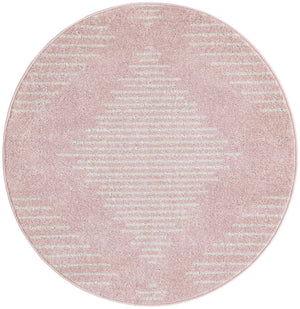 Pink 3' 1 x 3' 1 Kai Round Area Rug Easy Clean 100% Polypropylene With Cotton Backing Modern Geometric Carpet for Living, Dining, Office, Bedroom for Sale at Rug Engine