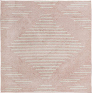 Pink 10' x 10' Kai Square Area Rug Easy Clean 100% Polypropylene With Cotton Backing Modern Geometric Carpet for Living, Dining, Office, Bedroom for Sale at Rug Engine