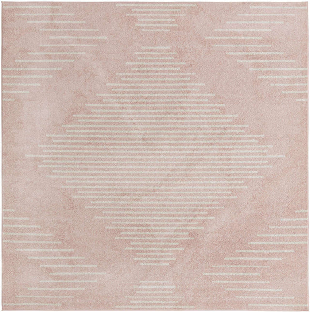Pink 10' x 10' Kai Square Area Rug Easy Clean 100% Polypropylene With Cotton Backing Modern Geometric Carpet for Living, Dining, Office, Bedroom for Sale at Rug Engine