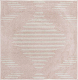 Pink 7' 1 x 7' 1 Kai Square Area Rug Easy Clean 100% Polypropylene With Cotton Backing Modern Geometric Carpet for Living, Dining, Office, Bedroom for Sale at Rug Engine