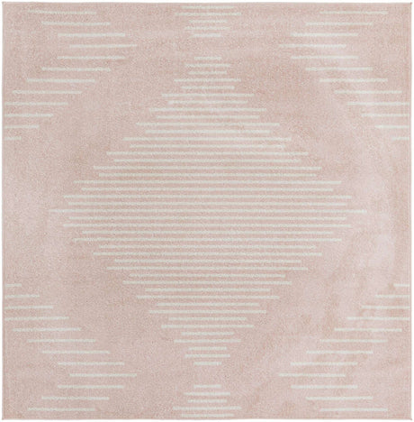 Pink 7' 1 x 7' 1 Kai Square Area Rug Easy Clean 100% Polypropylene With Cotton Backing Modern Geometric Carpet for Living, Dining, Office, Bedroom for Sale at Rug Engine
