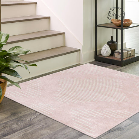 Pink 10' x 10' Kai Square Area Rug Easy Clean 100% Polypropylene With Cotton Backing Modern Geometric Carpet for Living, Dining, Office, Bedroom for Sale at Rug Engine