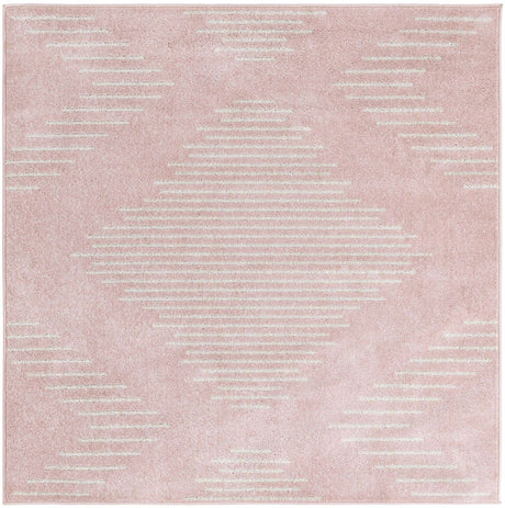 Pink 5' 3 x 5' 3 Kai Square Area Rug Easy Clean 100% Polypropylene With Cotton Backing Modern Geometric Carpet for Living, Dining, Office, Bedroom for Sale at Rug Engine