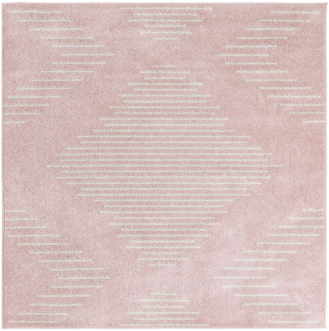 Pink 5' 3 x 5' 3 Kai Square Area Rug Easy Clean 100% Polypropylene With Cotton Backing Modern Geometric Carpet for Living, Dining, Office, Bedroom for Sale at Rug Engine