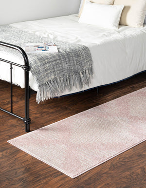 Pink 2' x 6' 1 Kai Runner Area Rug Easy Clean 100% Polypropylene With Cotton Backing Modern Geometric Carpet for Living, Dining, Office, Bedroom for Sale at Rug Engine