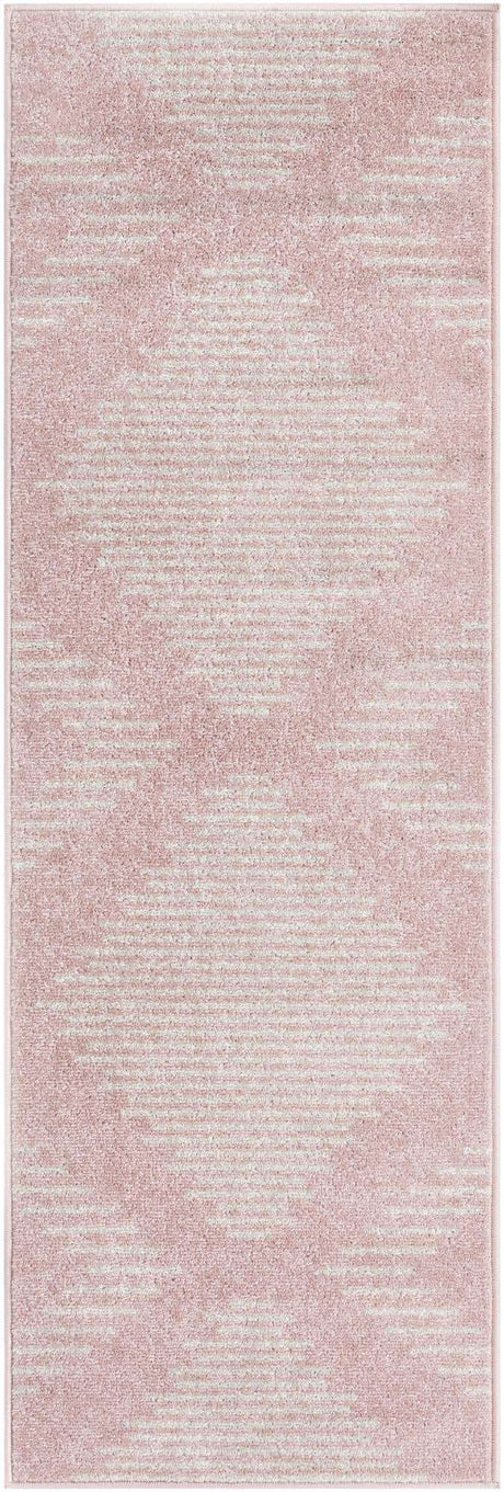 Pink 2' x 6' 1 Kai Runner Area Rug Easy Clean 100% Polypropylene With Cotton Backing Modern Geometric Carpet for Living, Dining, Office, Bedroom for Sale at Rug Engine