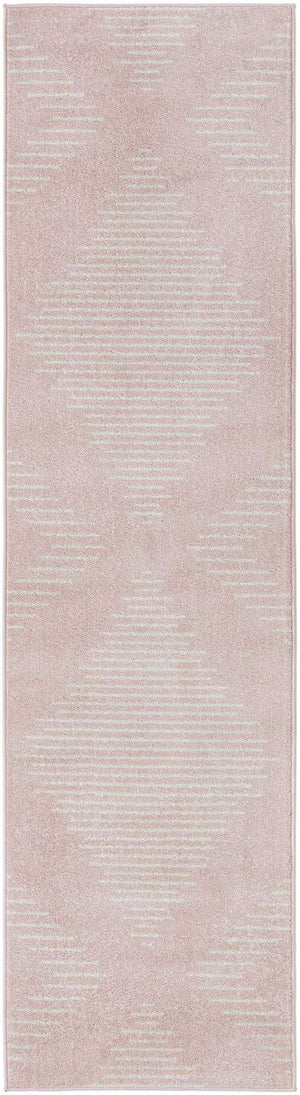 Pink 2' 7 x 10' Kai Runner Area Rug Easy Clean 100% Polypropylene With Cotton Backing Modern Geometric Carpet for Living, Dining, Office, Bedroom for Sale at Rug Engine