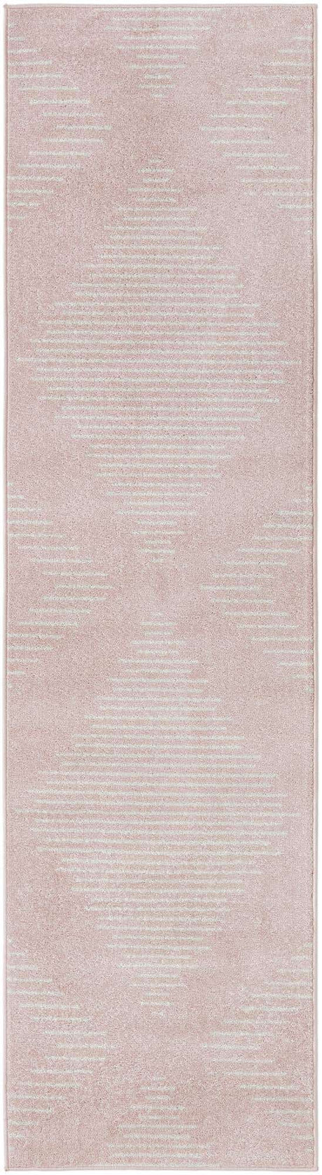 Pink 2' 7 x 10' Kai Runner Area Rug Easy Clean 100% Polypropylene With Cotton Backing Modern Geometric Carpet for Living, Dining, Office, Bedroom for Sale at Rug Engine