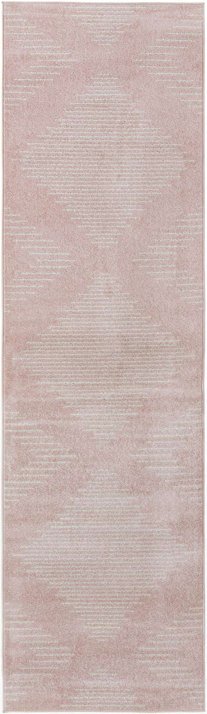 Pink 3' 3 x 12' Kai Runner Area Rug Easy Clean 100% Polypropylene With Cotton Backing Modern Geometric Carpet for Living, Dining, Office, Bedroom for Sale at Rug Engine