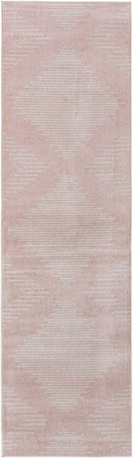 Pink 3' 3 x 12' Kai Runner Area Rug Easy Clean 100% Polypropylene With Cotton Backing Modern Geometric Carpet for Living, Dining, Office, Bedroom for Sale at Rug Engine