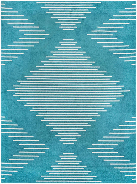 Turquoise 10' x 13' 1 Kai Rectangle Area Rug Easy Clean 100% Polypropylene With Cotton Backing Modern Geometric Carpet for Living, Dining, Office, Bedroom for Sale at Rug Engine