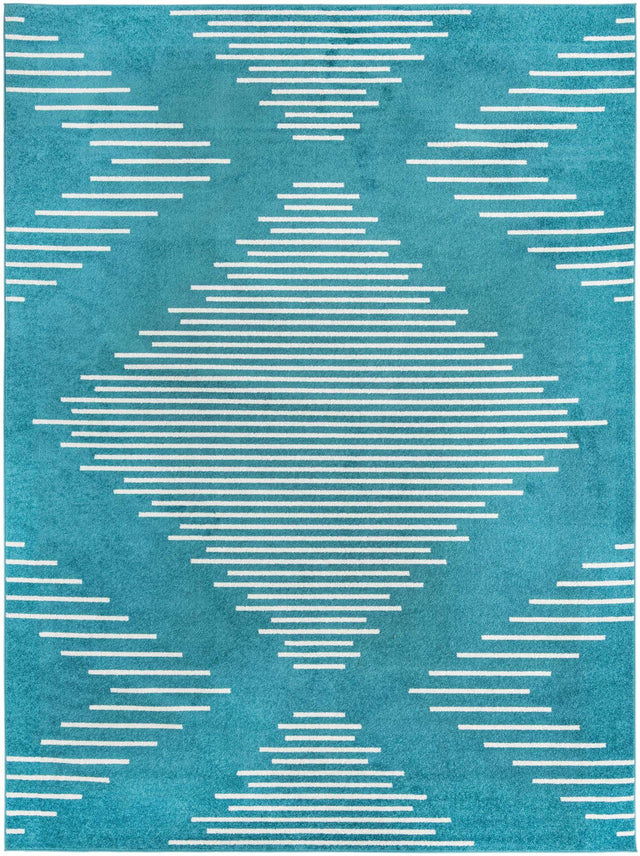 Turquoise 10' x 13' 1 Kai Rectangle Area Rug Easy Clean 100% Polypropylene With Cotton Backing Modern Geometric Carpet for Living, Dining, Office, Bedroom for Sale at Rug Engine