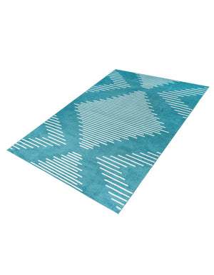 Turquoise 9' x 12' Kai Rectangle Area Rug Easy Clean 100% Polypropylene With Cotton Backing Modern Geometric Carpet for Living, Dining, Office, Bedroom for Sale at Rug Engine