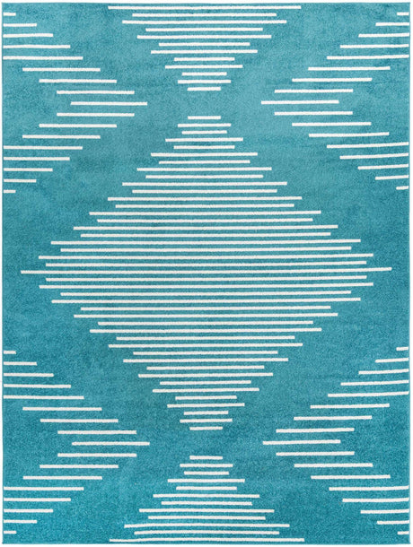 Turquoise 9' x 12' Kai Rectangle Area Rug Easy Clean 100% Polypropylene With Cotton Backing Modern Geometric Carpet for Living, Dining, Office, Bedroom for Sale at Rug Engine