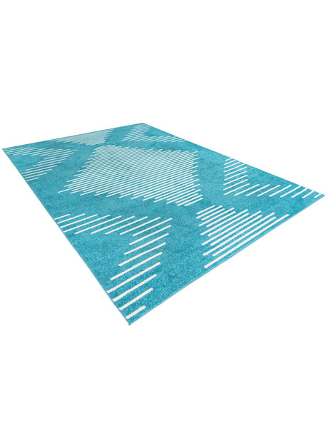 Turquoise 7' 10 x 10' Kai Rectangle Area Rug Easy Clean 100% Polypropylene With Cotton Backing Modern Geometric Carpet for Living, Dining, Office, Bedroom for Sale at Rug Engine