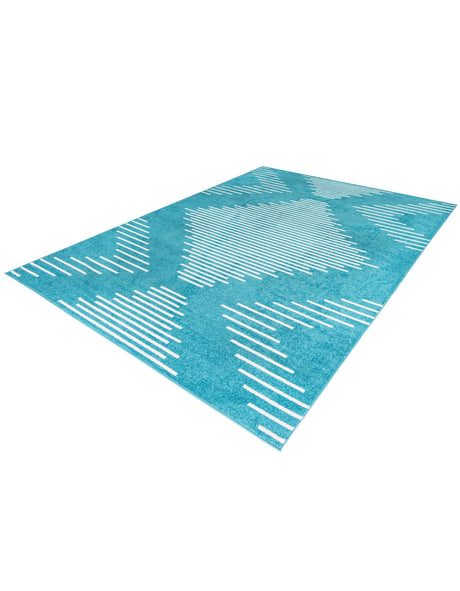 Turquoise 7' 10 x 10' Kai Rectangle Area Rug Easy Clean 100% Polypropylene With Cotton Backing Modern Geometric Carpet for Living, Dining, Office, Bedroom for Sale at Rug Engine