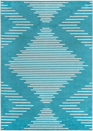 Turquoise 7' 1 x 10' Kai Rectangle Area Rug Easy Clean 100% Polypropylene With Cotton Backing Modern Geometric Carpet for Living, Dining, Office, Bedroom for Sale at Rug Engine
