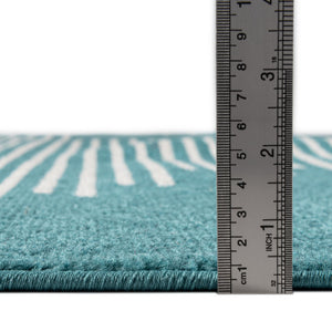 Turquoise 4' 1 x 6' 1 Kai Rectangle Area Rug Easy Clean 100% Polypropylene With Cotton Backing Modern Geometric Carpet for Living, Dining, Office, Bedroom for Sale at Rug Engine