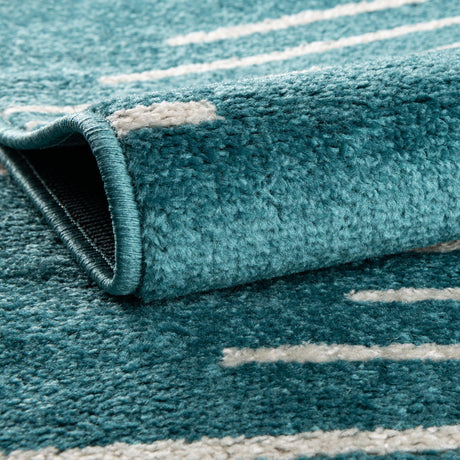 Turquoise 5' 3 x 8' Kai Rectangle Area Rug Easy Clean 100% Polypropylene With Cotton Backing Modern Geometric Carpet for Living, Dining, Office, Bedroom for Sale at Rug Engine