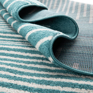 Turquoise 9' x 12' Kai Rectangle Area Rug Easy Clean 100% Polypropylene With Cotton Backing Modern Geometric Carpet for Living, Dining, Office, Bedroom for Sale at Rug Engine