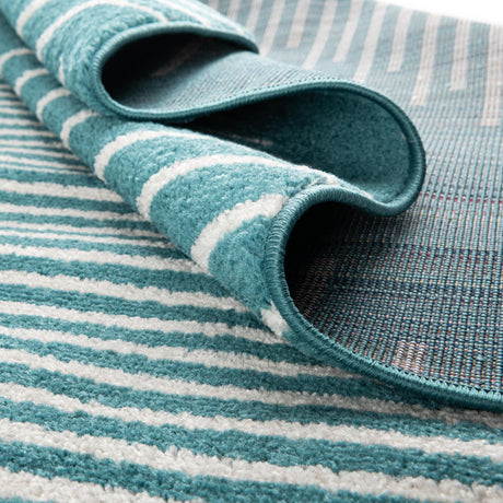 Turquoise 7' 10 x 10' Kai Rectangle Area Rug Easy Clean 100% Polypropylene With Cotton Backing Modern Geometric Carpet for Living, Dining, Office, Bedroom for Sale at Rug Engine