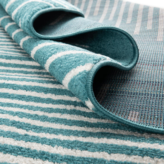 Turquoise 7' 10 x 10' Kai Rectangle Area Rug Easy Clean 100% Polypropylene With Cotton Backing Modern Geometric Carpet for Living, Dining, Office, Bedroom for Sale at Rug Engine