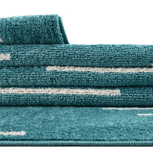 Turquoise 7' 10 x 10' Kai Rectangle Area Rug Easy Clean 100% Polypropylene With Cotton Backing Modern Geometric Carpet for Living, Dining, Office, Bedroom for Sale at Rug Engine