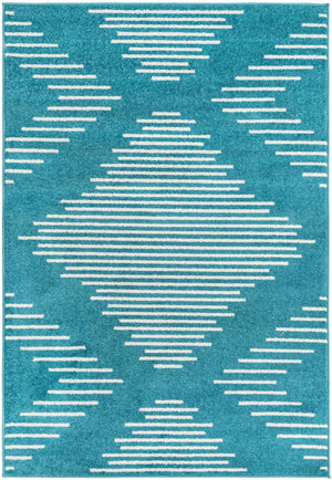 Turquoise 4' 1 x 6' 1 Kai Rectangle Area Rug Easy Clean 100% Polypropylene With Cotton Backing Modern Geometric Carpet for Living, Dining, Office, Bedroom for Sale at Rug Engine