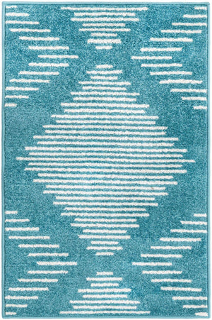Turquoise 2' x 3' 1 Kai Rectangle Area Rug Easy Clean 100% Polypropylene With Cotton Backing Modern Geometric Carpet for Living, Dining, Office, Bedroom for Sale at Rug Engine