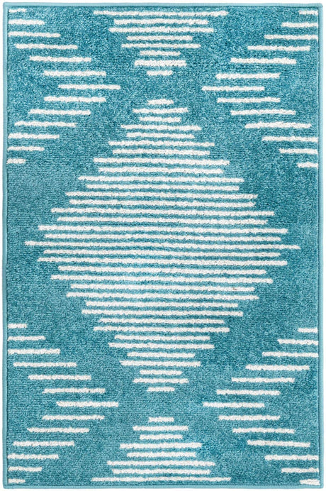 Turquoise 2' x 3' 1 Kai Rectangle Area Rug Easy Clean 100% Polypropylene With Cotton Backing Modern Geometric Carpet for Living, Dining, Office, Bedroom for Sale at Rug Engine