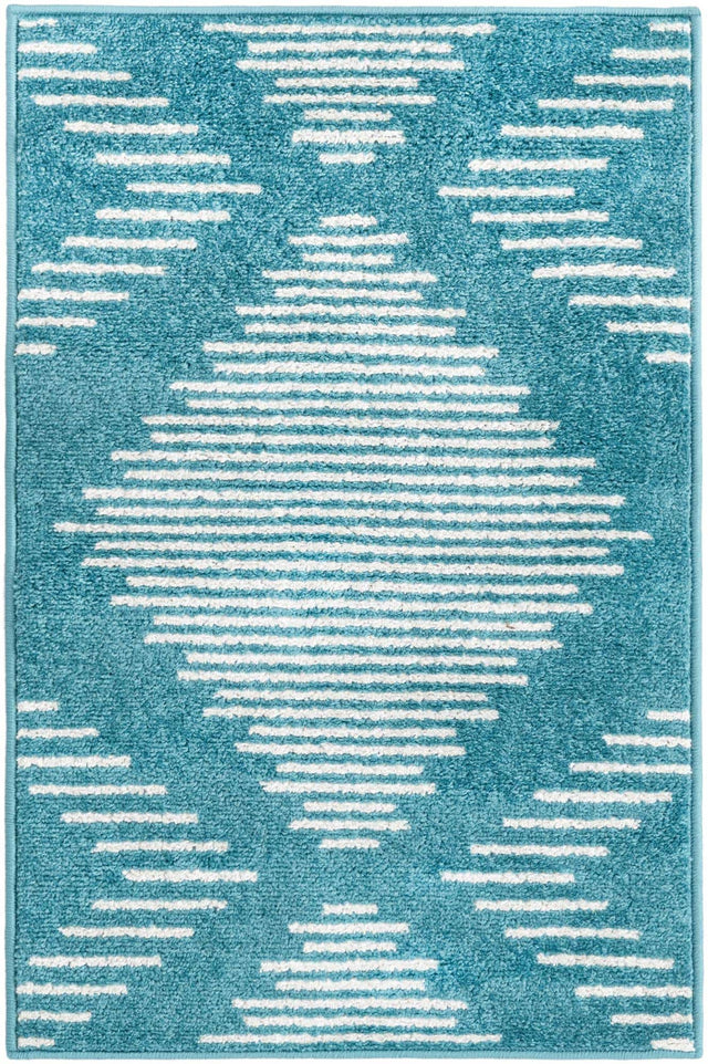 Turquoise 2' x 3' 1 Kai Rectangle Area Rug Easy Clean 100% Polypropylene With Cotton Backing Modern Geometric Carpet for Living, Dining, Office, Bedroom for Sale at Rug Engine