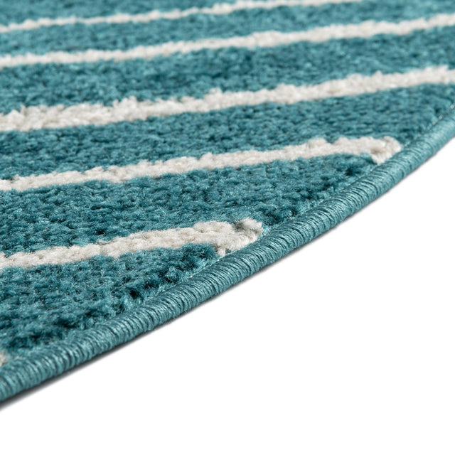 Turquoise 2' x 7' 10 Kai Round Area Rug Easy Clean 100% Polypropylene With Cotton Backing Modern Geometric Carpet for Living, Dining, Office, Bedroom for Sale at Rug Engine