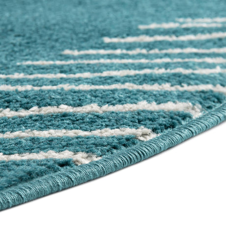 Turquoise 10' x 10' Kai Round Area Rug Easy Clean 100% Polypropylene With Cotton Backing Modern Geometric Carpet for Living, Dining, Office, Bedroom for Sale at Rug Engine