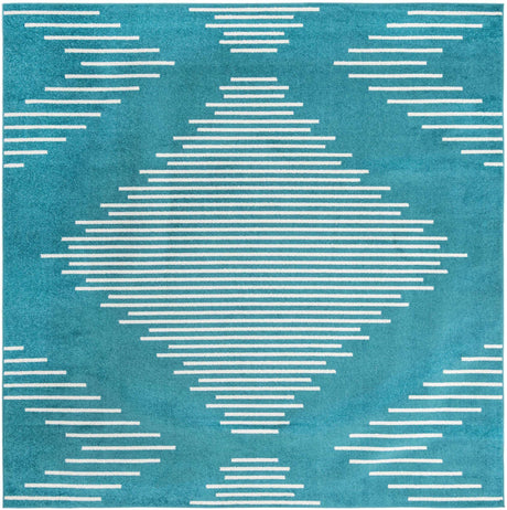 Turquoise 10' x 10' Kai Square Area Rug Easy Clean 100% Polypropylene With Cotton Backing Modern Geometric Carpet for Living, Dining, Office, Bedroom for Sale at Rug Engine