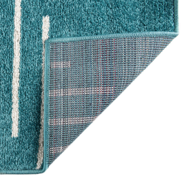 Turquoise 7' 1 x 7' 1 Kai Square Area Rug Easy Clean 100% Polypropylene With Cotton Backing Modern Geometric Carpet for Living, Dining, Office, Bedroom for Sale at Rug Engine