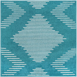 Turquoise 5' 3 x 5' 3 Kai Square Area Rug Easy Clean 100% Polypropylene With Cotton Backing Modern Geometric Carpet for Living, Dining, Office, Bedroom for Sale at Rug Engine